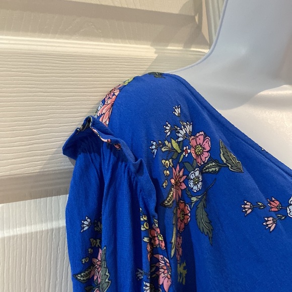 Loft Blue Floral Long Sleeve Blouse Top Plus Size 18 - Picture 4 of 10